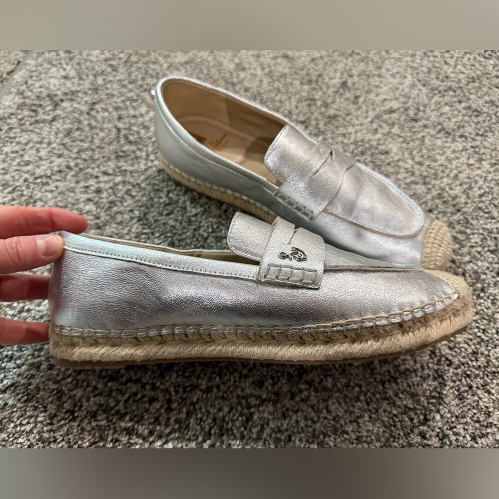 Sam Edelman Kai soft silver metallic espadrille flat loafers, size 7 - Picture 3 of 10